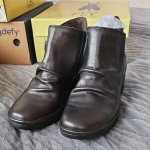 Fly London Dark Leather Heeled Boots